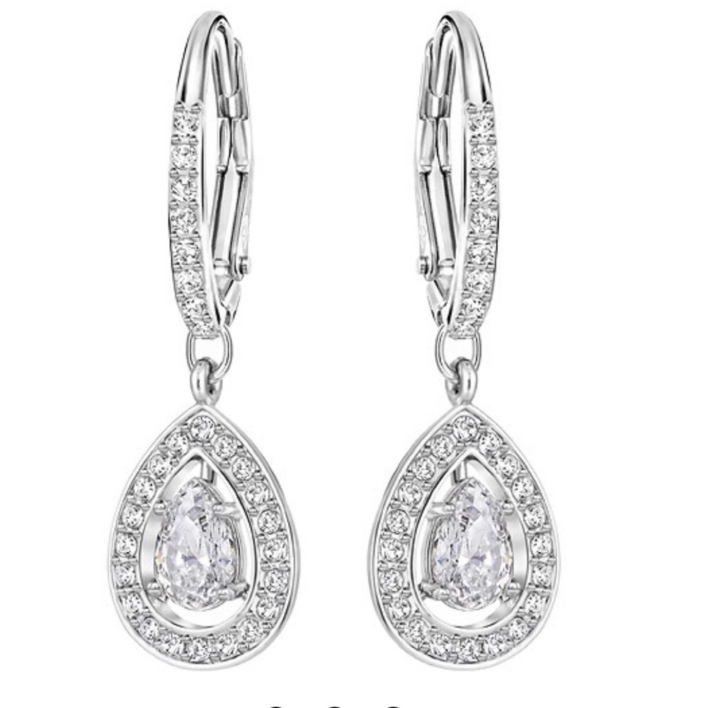 White Gold Plated Pierced Swarovski Earrings